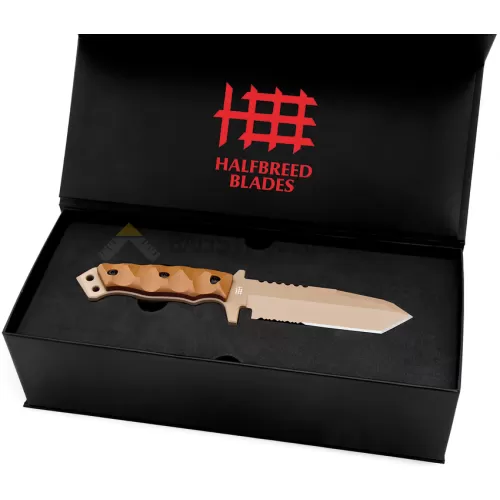 Halfbreed Blades MIK-02 Gen 2 Medium Infantry Serrated Tanto Sabit Bıçak (Dark Earth)