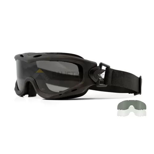 Wiley X Spear Goggle Balistik Gözlük, Şeffaf/Gri Lens (Siyah)